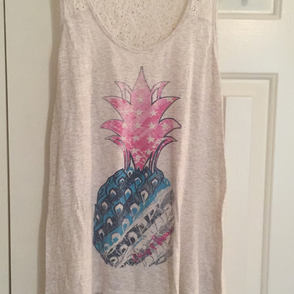 Chip & Pepper NWOT cream lace pineapple 🍍 top XS